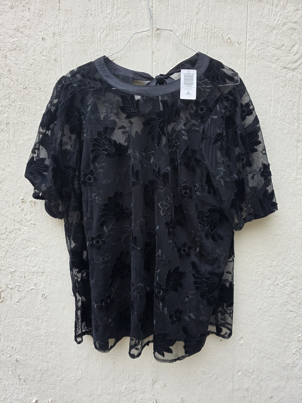 Torrid Velvet Tulle Mesh Floral Babydoll Blouse Top Size 2X Whimsigoth Fairycore